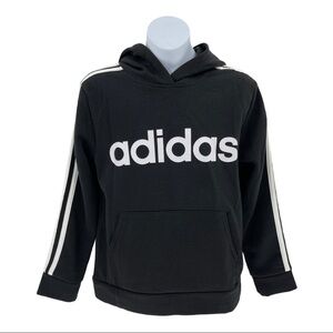 Adidas Black 3 Stripe Sleeve Hoodie Sweatshirt